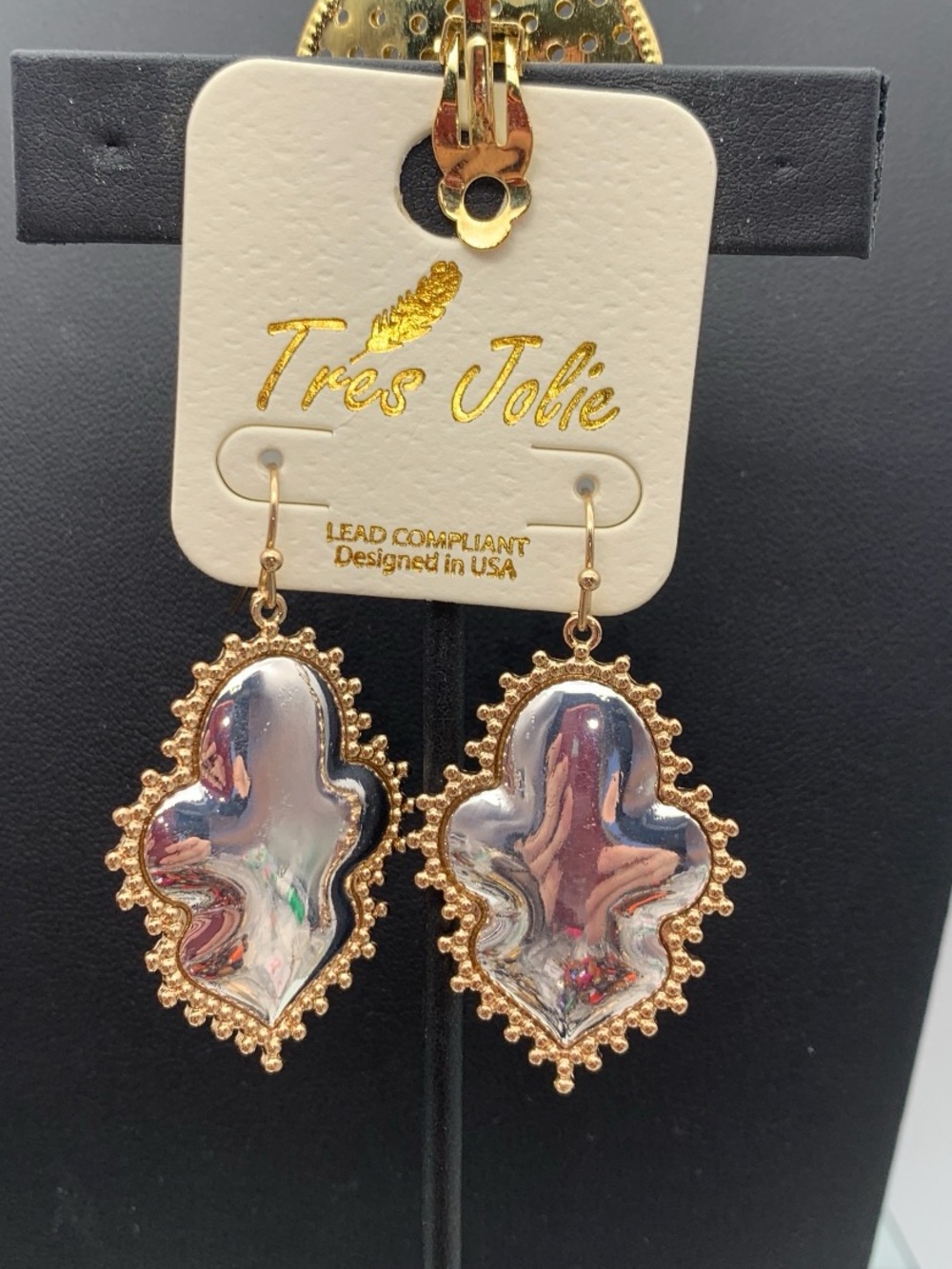 Tres Jolie Accessories Gold tone and Mirrored silver tone Drop Earrings